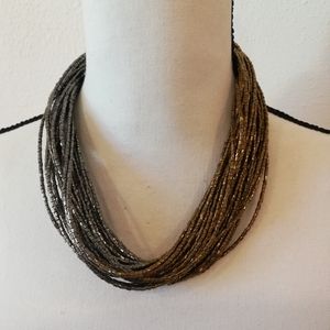 Vintage Two Tone Colorblock Gold Silver Beads Layered Necklace